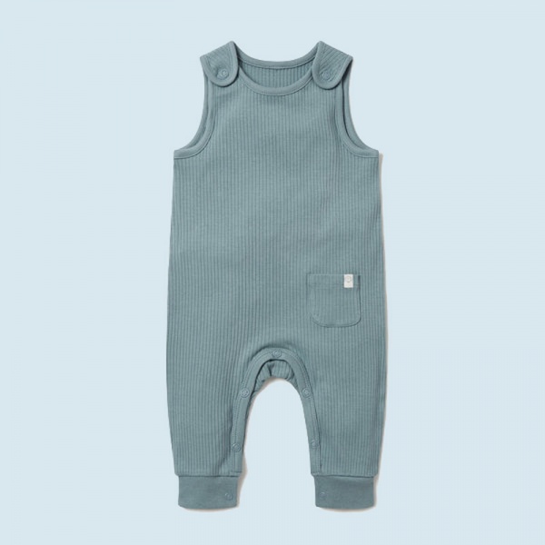Baby Mori Ribbed Romper Suit - Blue