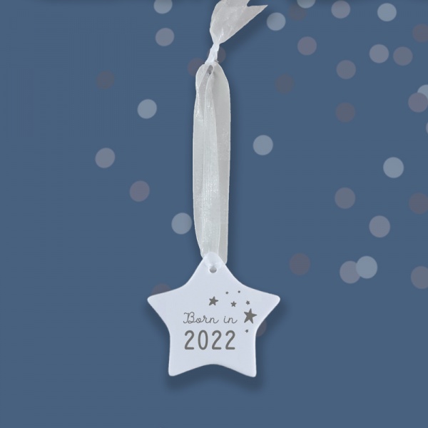 Born in 2022 Hanging Ceramic Star Decoration