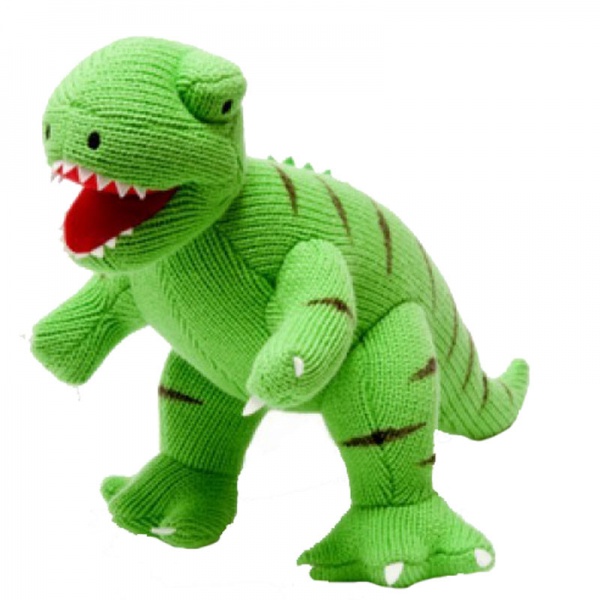 Mini George the Dinosaur Knitted Rattle Toy