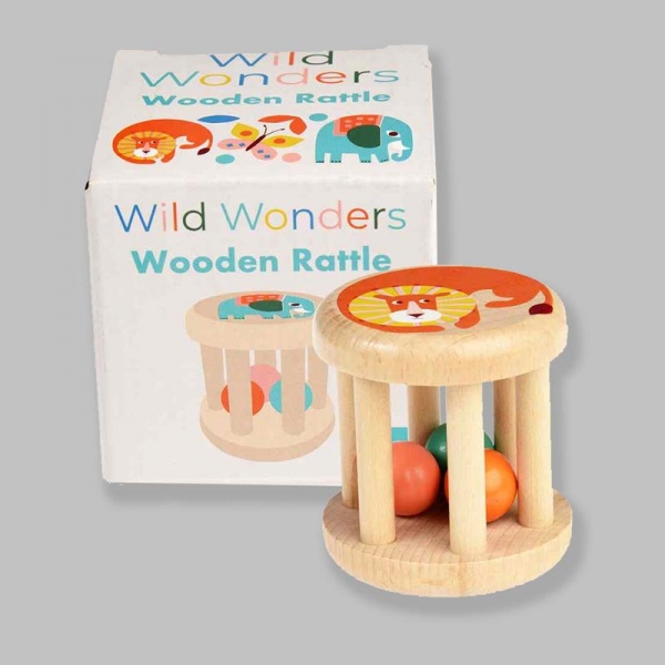 Wild Wonders Wooden Roller Rattle