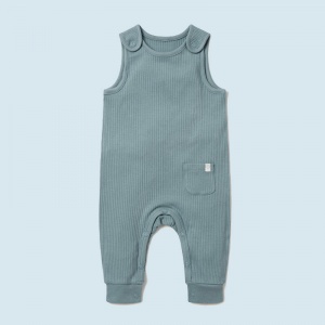Baby Mori Ribbed Romper Suit - Blue