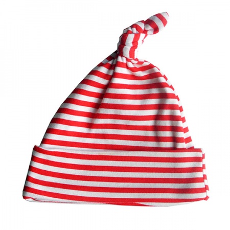 Baby Bunting Red & White Stripe print knotted hat