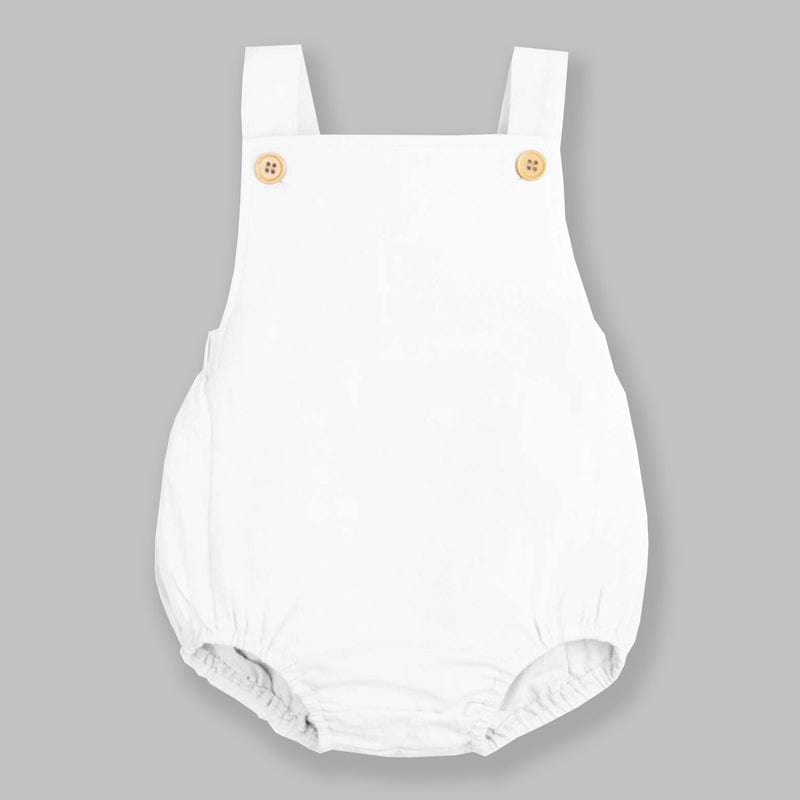 New Baby White Linen Rompersuit