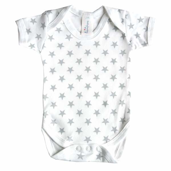 Baby Bunting Grey Star Print Unisex Bodysuit
