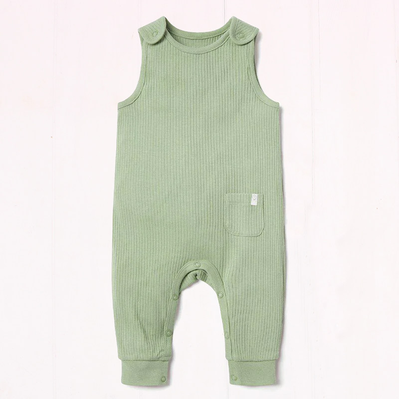 Baby Mori Ribbed Romper Suit - Sage Green