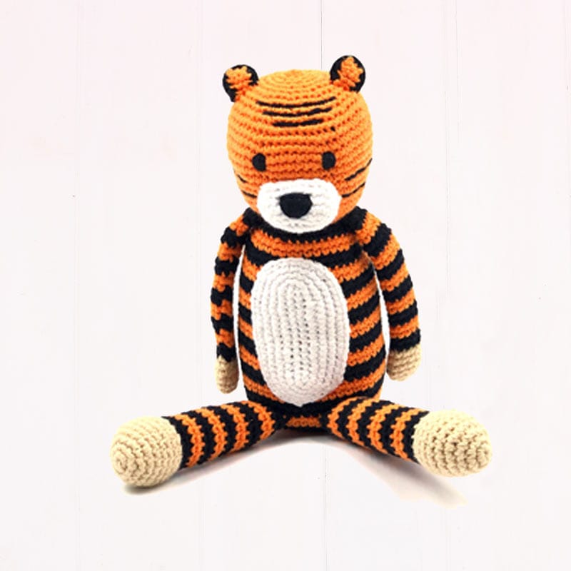 Pebble Child Knitted Cuddle Tiger with Rattle