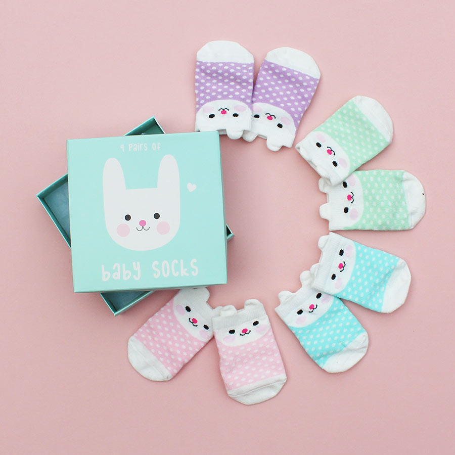Bunny Face Baby Socks box Gift Set - Pink