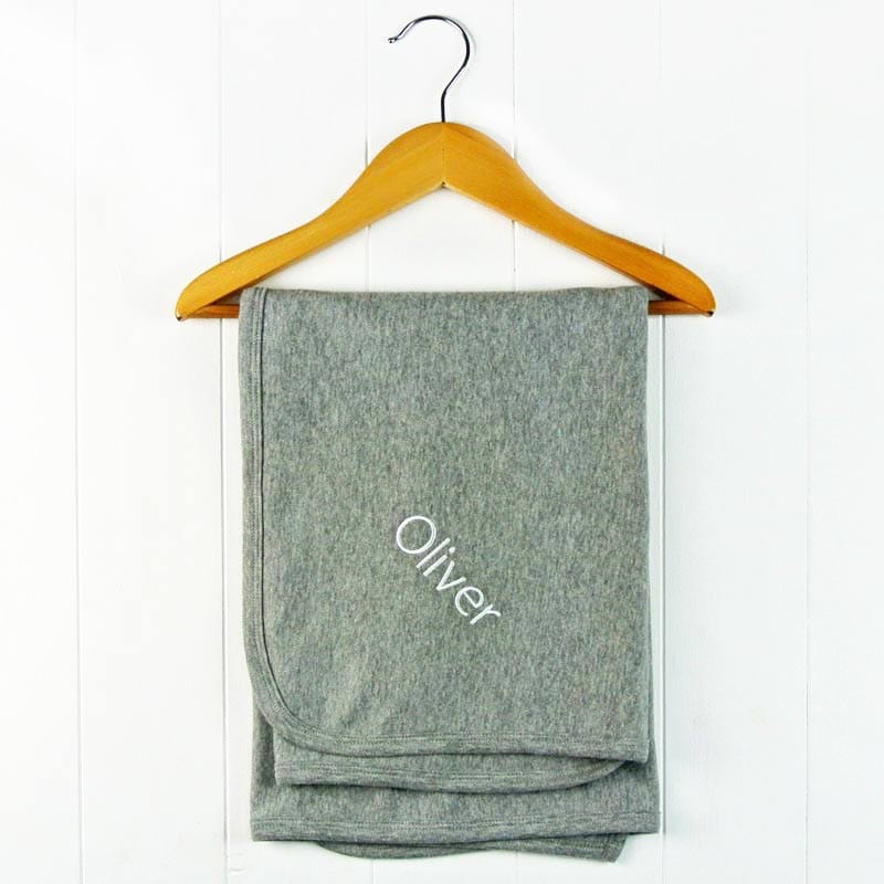 Personalised Embroidered Grey Cotton Blanket