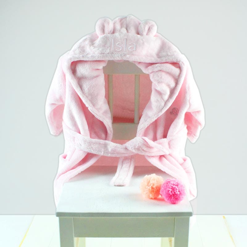 Personalised Pink Hooded Dressing Gown with Bear Ears