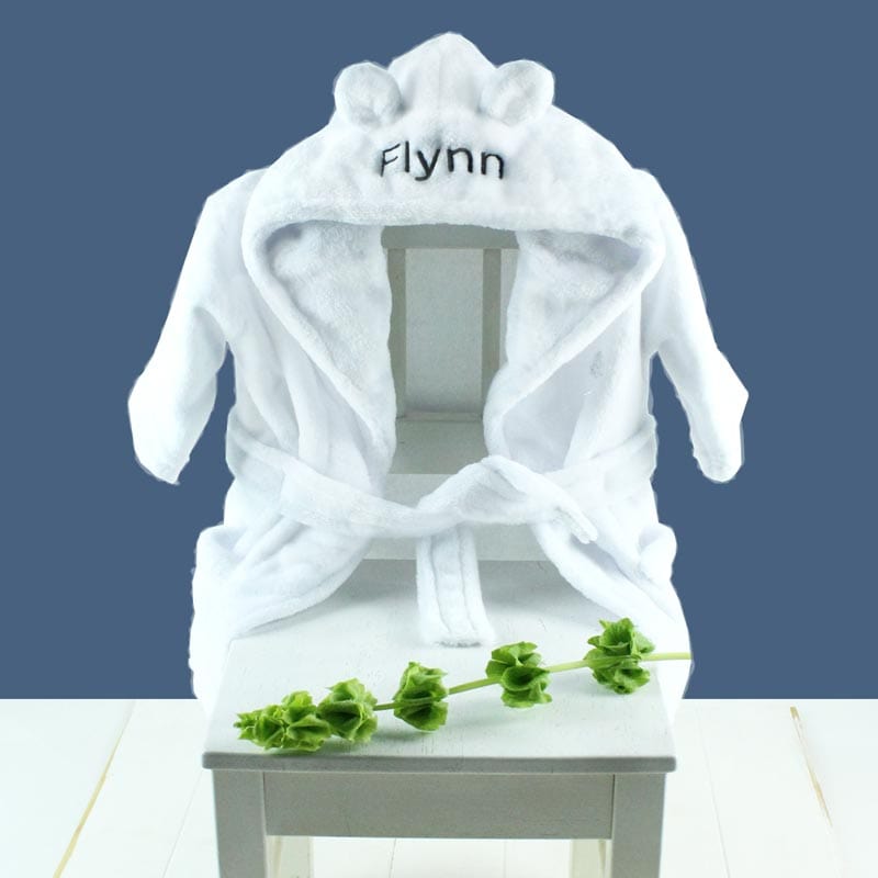 Personalised White Hooded Dressing Gown