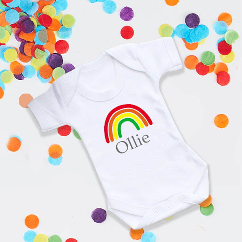 Rainbow Personalised Baby Bodysuit - 0-3 months