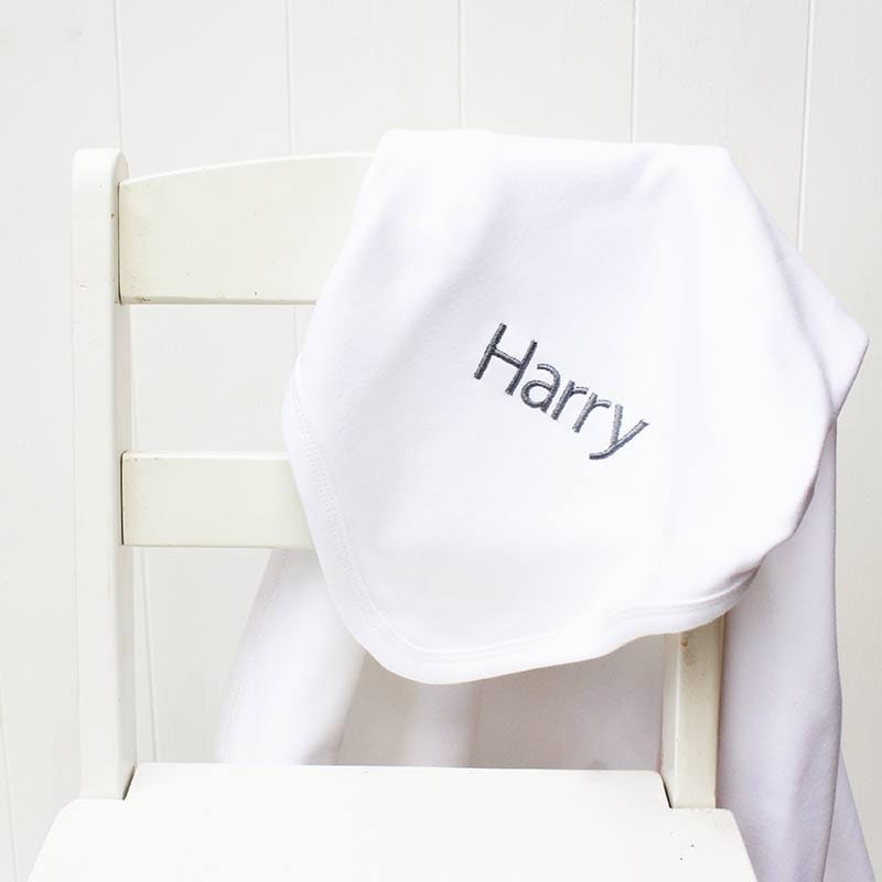 Personalised Embroidered White Cotton Blanket