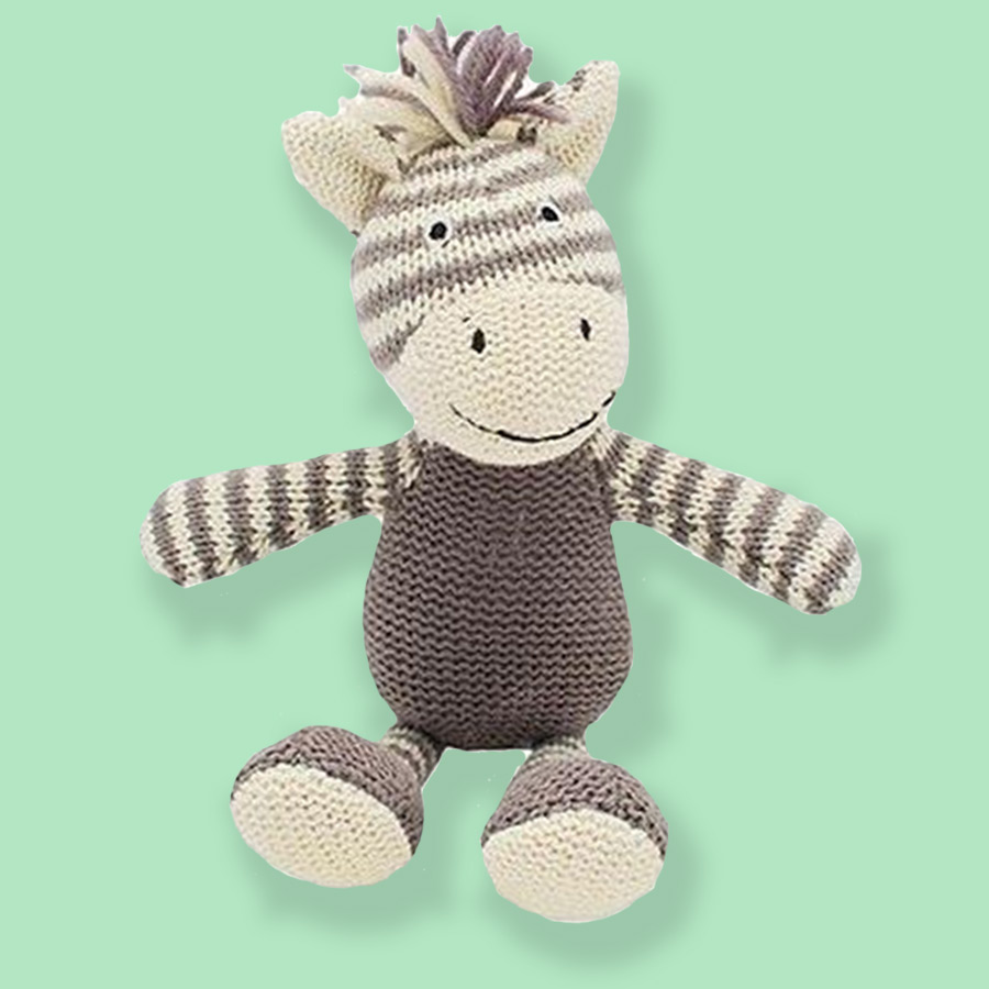 Walton Baby Zebra Knitted Rattle Toy