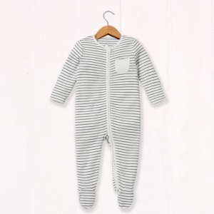 Baby Mori Grey Stripe Sleepsuit