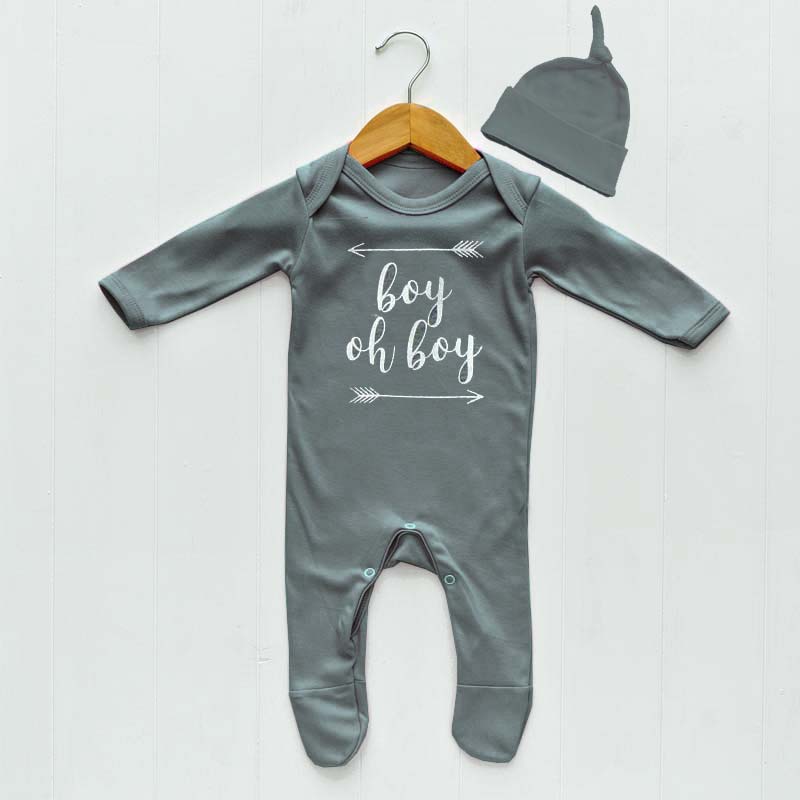 Newborn Baby Clothes Set, Grey Boy Oh Boy
