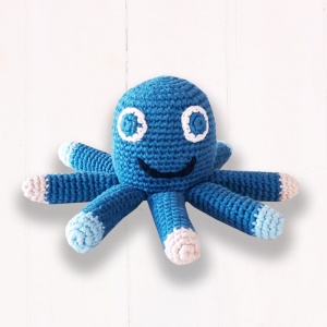 Pebble Fairtrade Crochet Octopus - Organic Blue