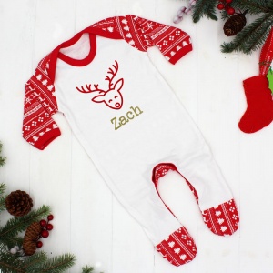 First Christmas Baby Outfit - Reindeer Print