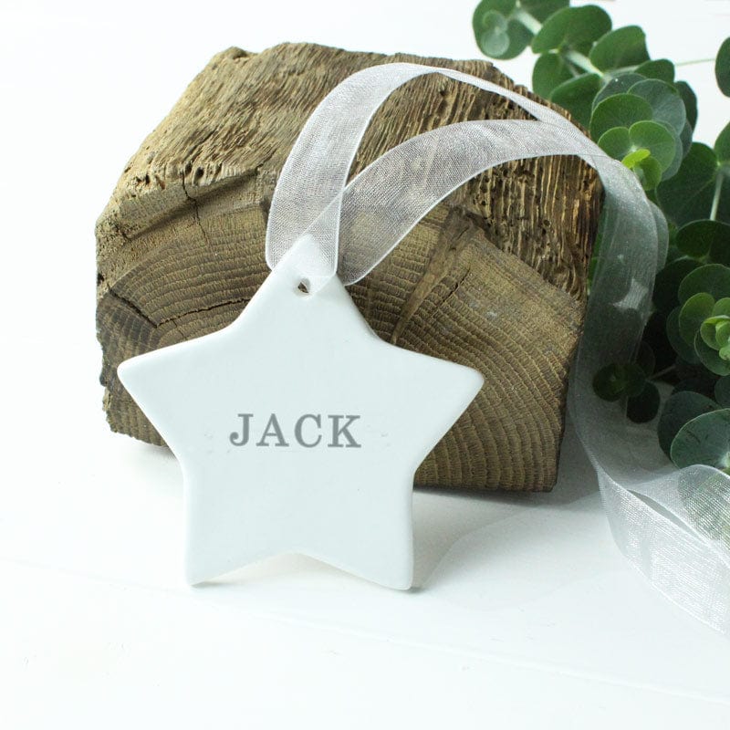 Personalised Hanging Christening Ceramic Star