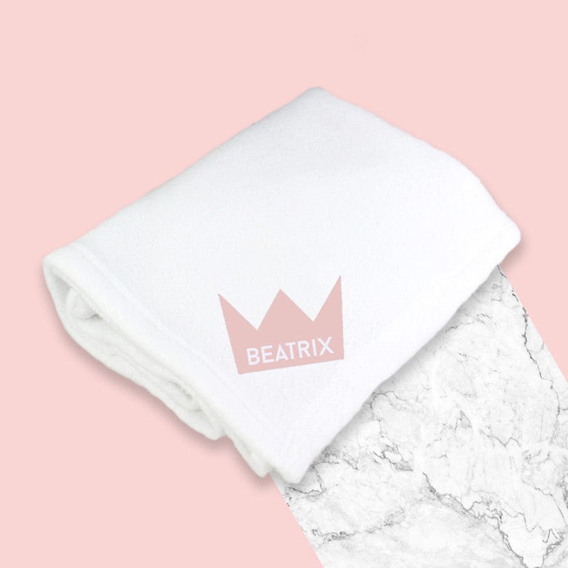 Personalised Pink Crown Cotton Blanket