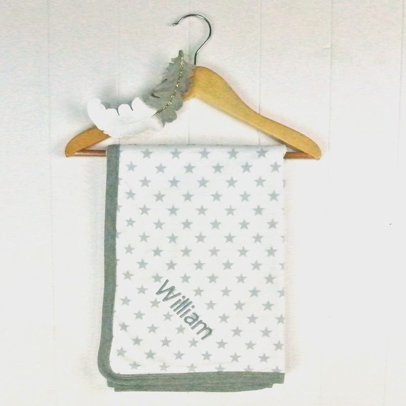Personalised Embroidered Grey Star Blanket