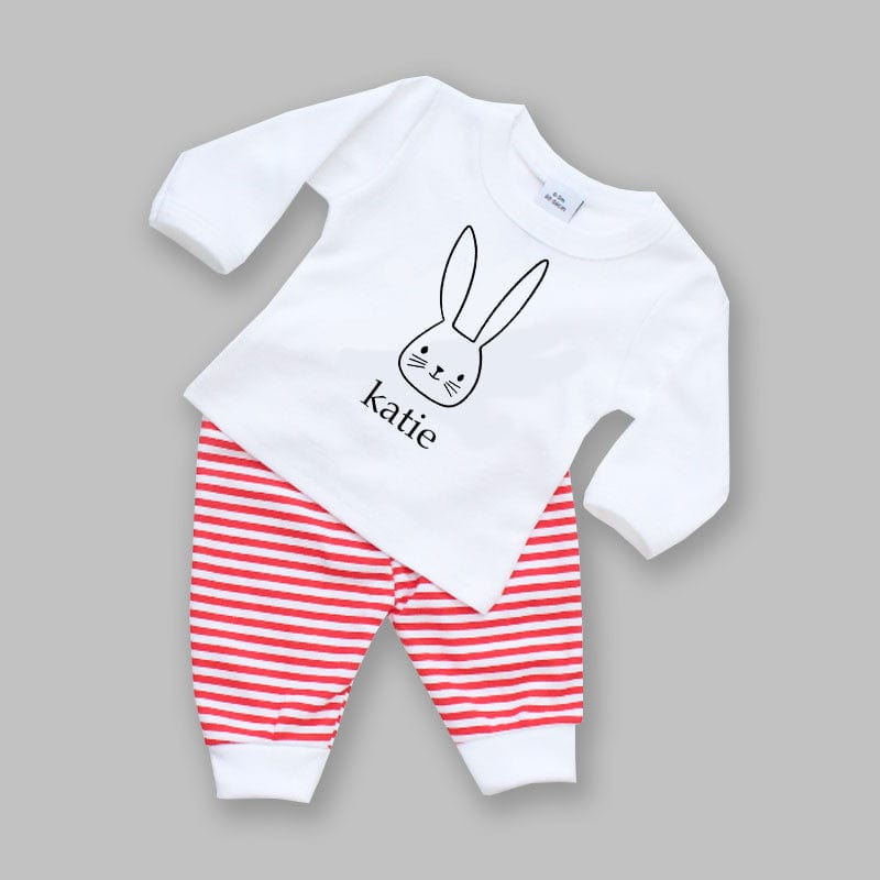 Personalised Red & White Stripe Baby Outfit